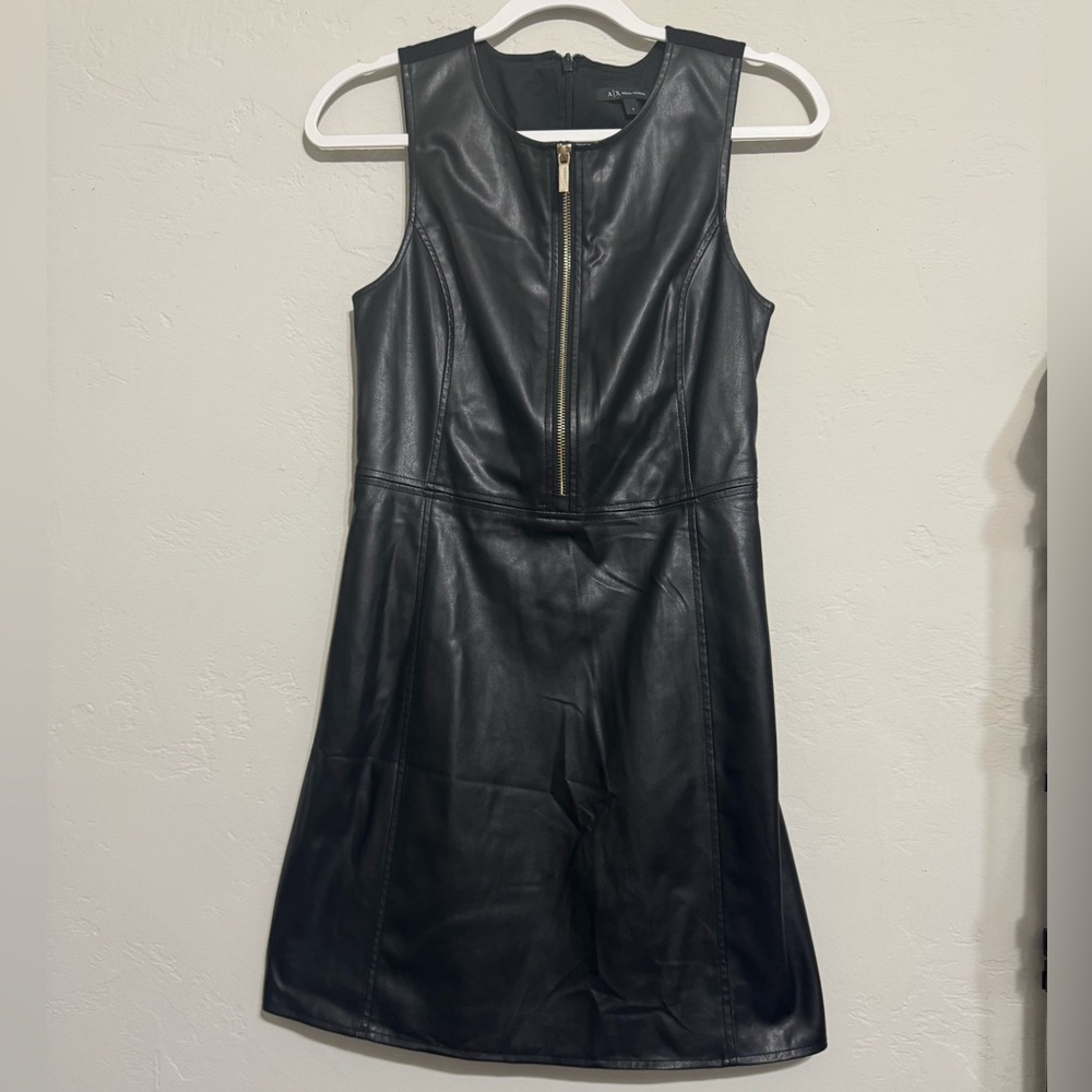 Armani Exchange Faux Leather Black Dress (Size 4)
